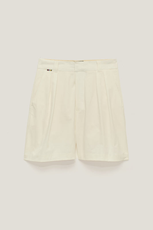 Bermuda Alfaiataria Dupla Prega - Off White