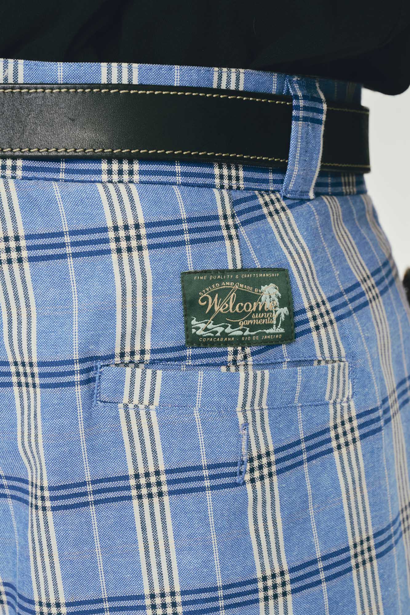 Bermuda Alfaiataria Dupla Prega - Blue Plaid