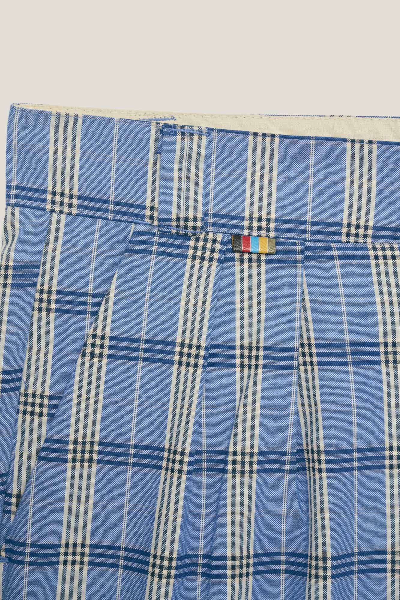 Bermuda Alfaiataria Dupla Prega - Blue Plaid