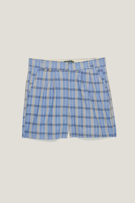 Bermuda Alfaiataria Dupla Prega - Blue Plaid