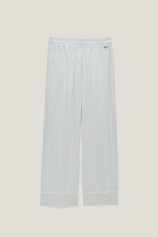 Calça Tricoline - Listrado Azul e Branco