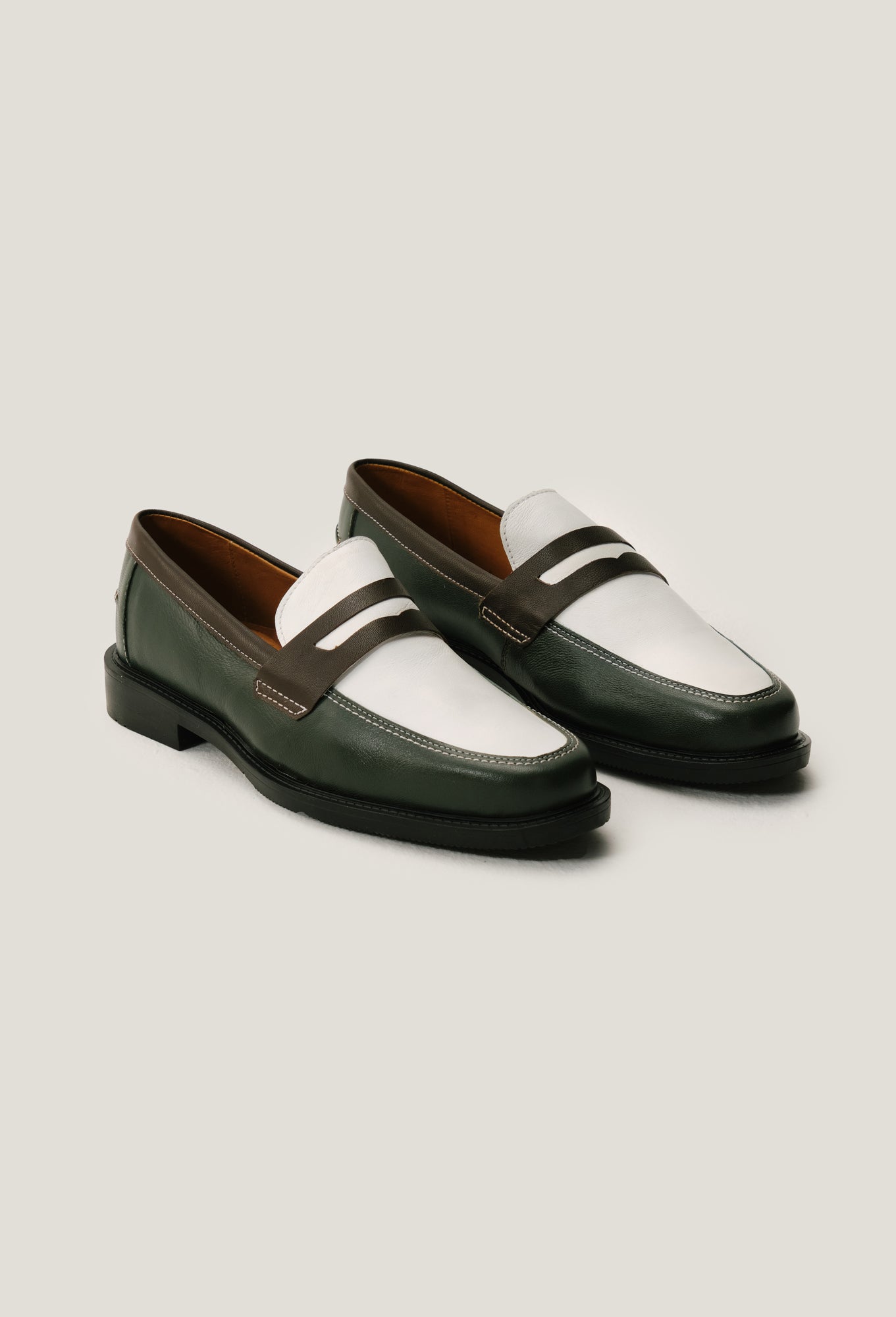 Sapato Penny Loafer Atlântico -  Verde e Marrom Whisky