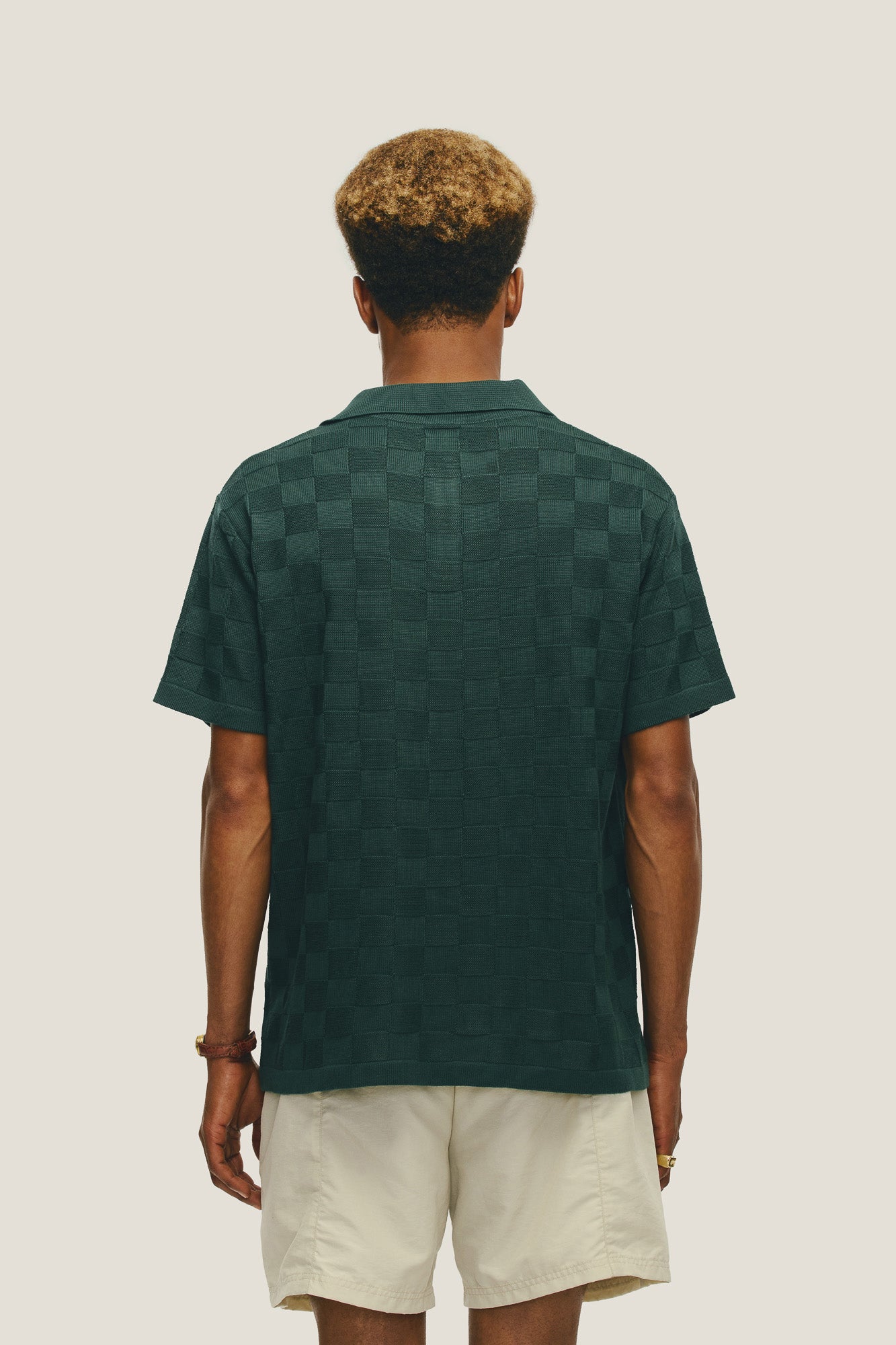 Polo Tricô Checked - Verde