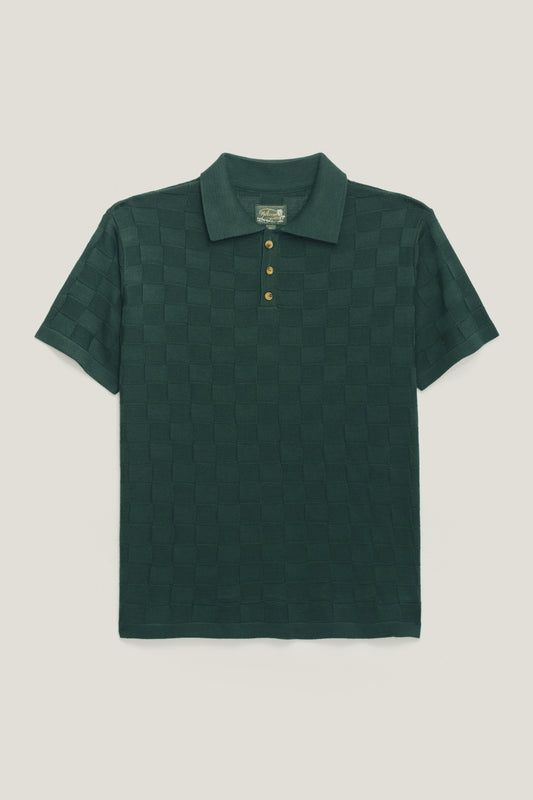 Polo Tricô Checked - Verde